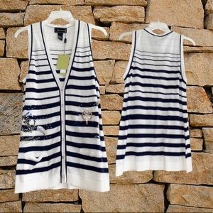 ⭐️ NWT Jillanova Vest, blue and white Nautical